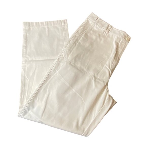 L.L.Bean Classic Fit Cream Cotton Pants Size 16 M/T - Picture 10 of 11